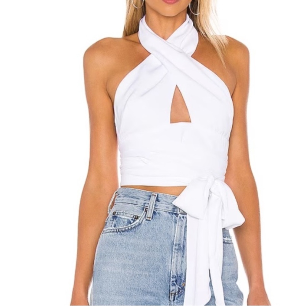 WORN ONCE! Good as NEW! Superdown White Tie Front Crop Top